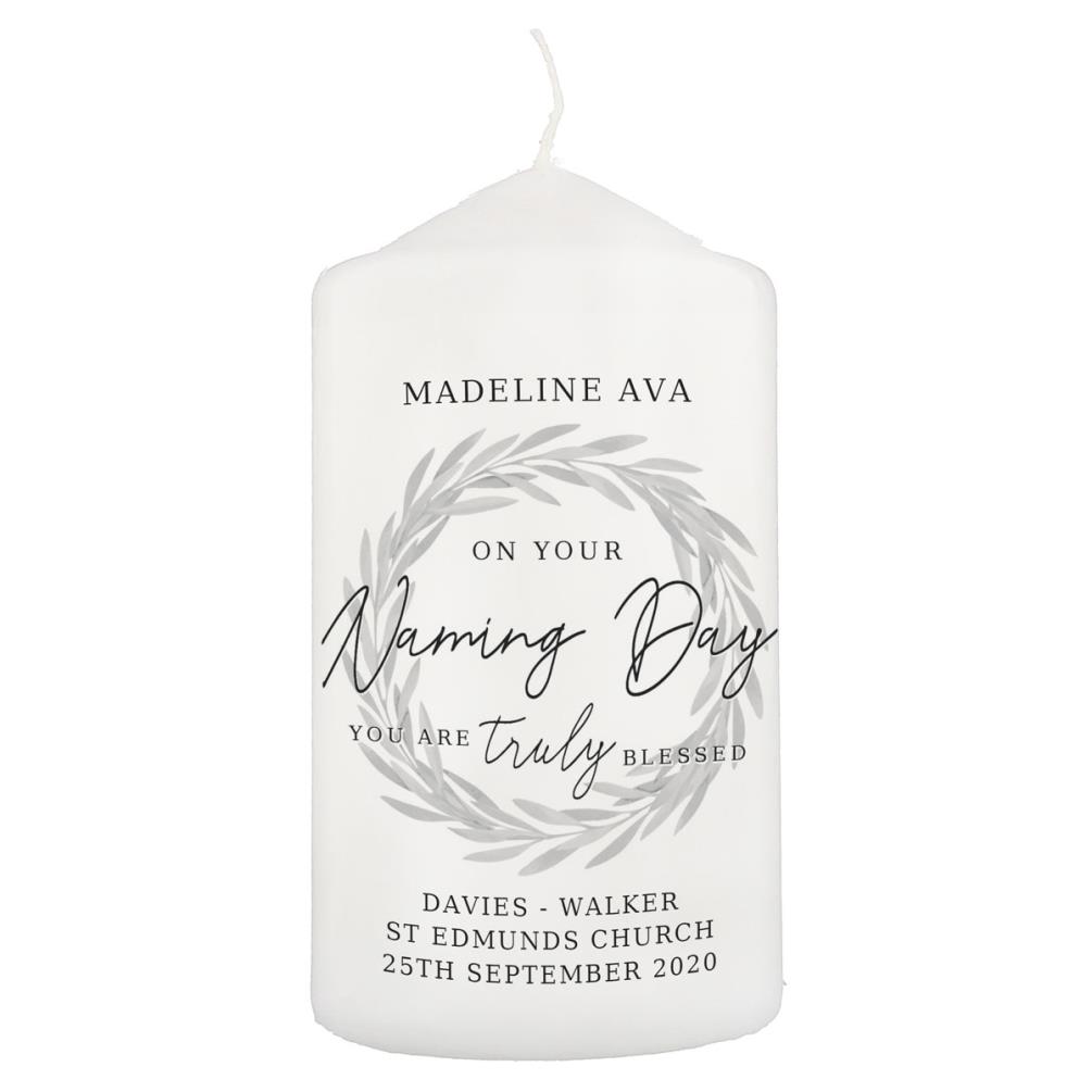 Personalised Truly Blessed Naming Day Pillar Candle £11.69